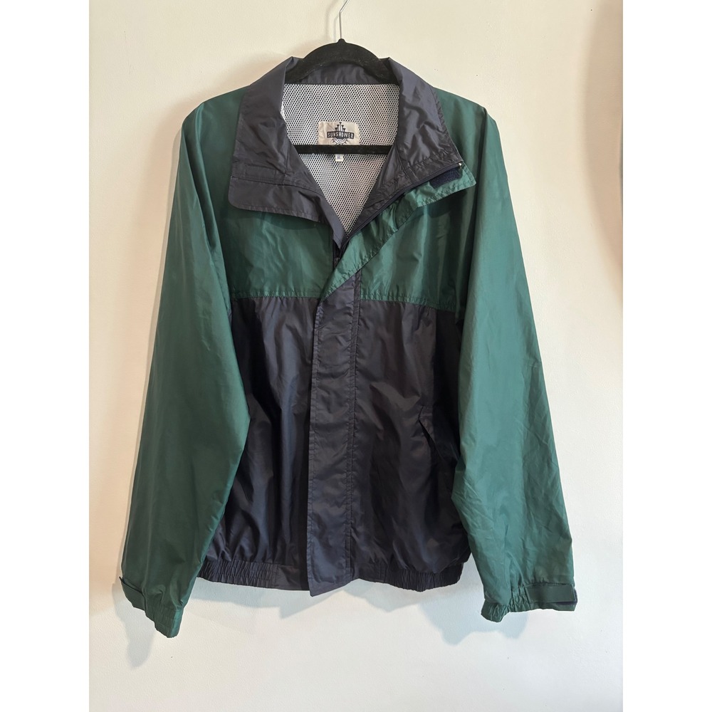 Sunshower Rain Wear Windbreaker Jacket Mens XL Green Navy Colorblock Mesh Lined